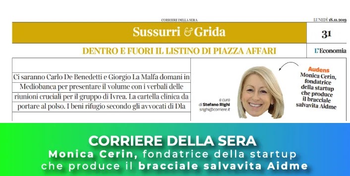 Monica Cerin e la startup che produce il bracciale salvavita Aidme