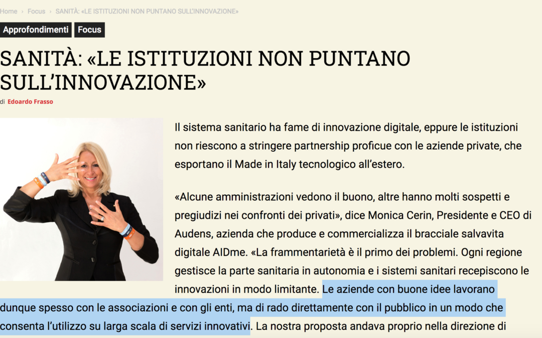 Sanità, Monica Cerin a IlBollettino.eu: «Le istituzioni non puntano sull’innovazione»